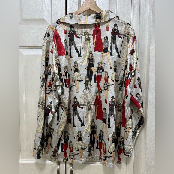 Taylor Swift Red Eras Women M Pajamas Top Long Sleeve Buttons Front - Picture 2 of 9